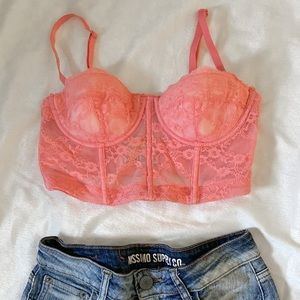 Pink lace bustier top